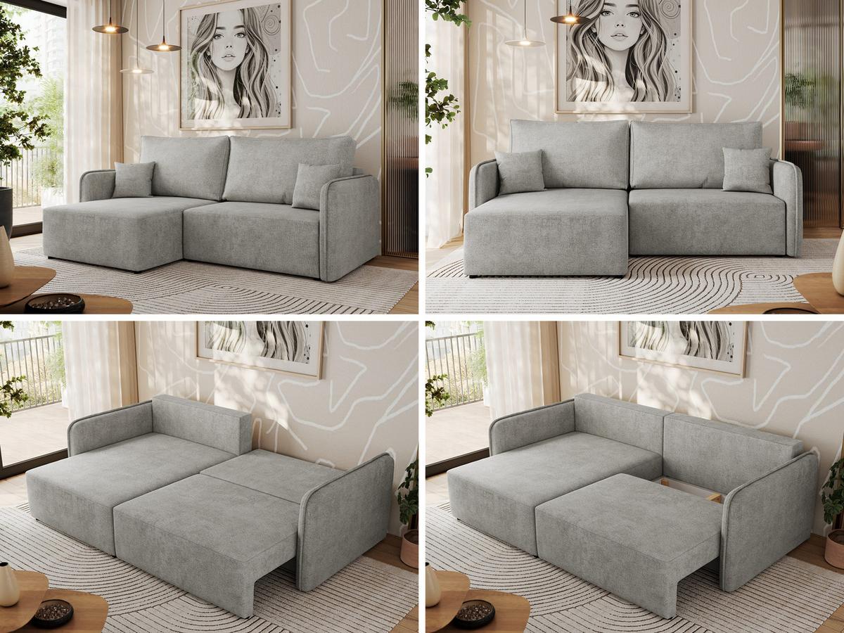 ECKSCHLAFSOFA MESTO L Hellgrau Struktur - links - Hellgrau/Schwarz, Kunststoff/Textil (227/147cm) - MKS
