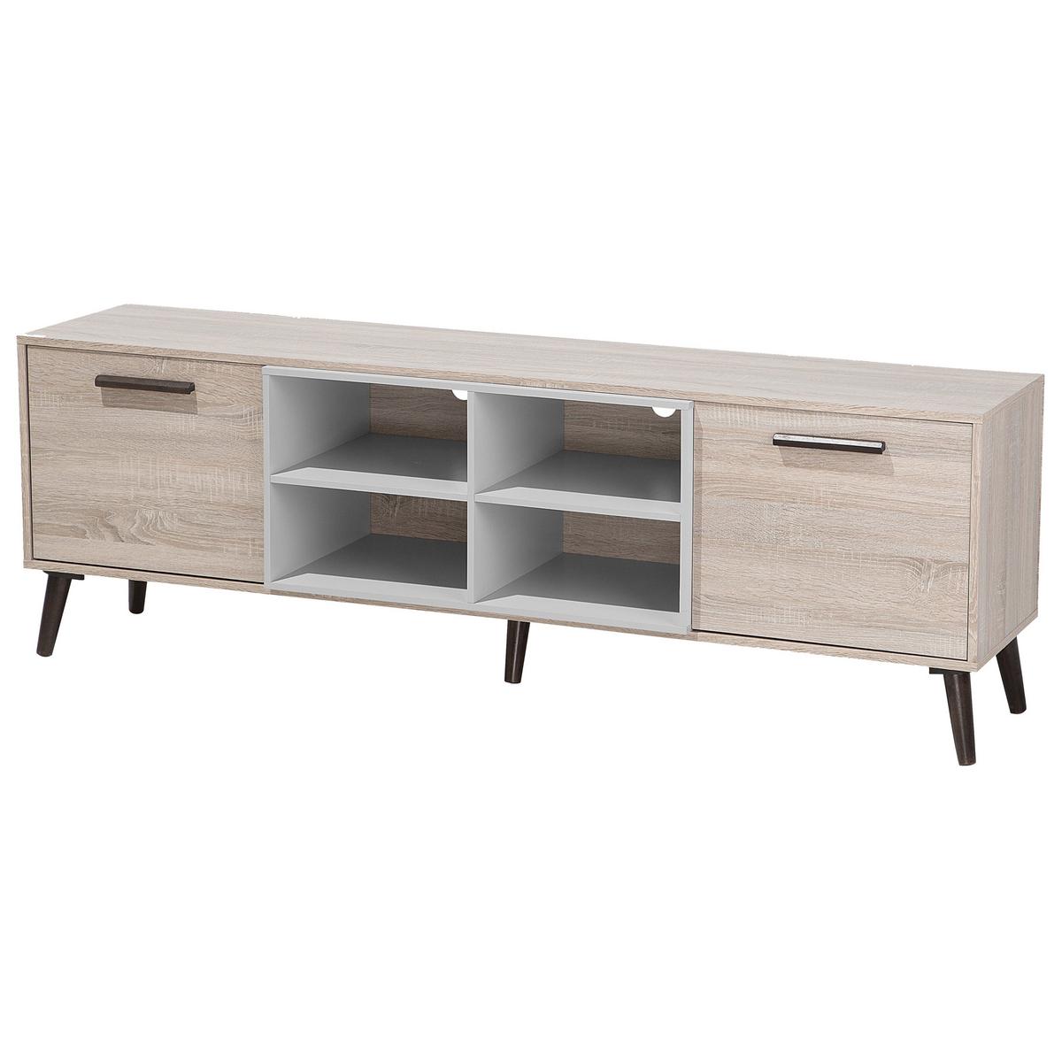 TV-MÖBEL Hellbraun, Grau, Dunkelbraun BILLINGS 40/180/60 cm - Hellbraun, Holzwerkstoff (180/60/40cm) - Beliani