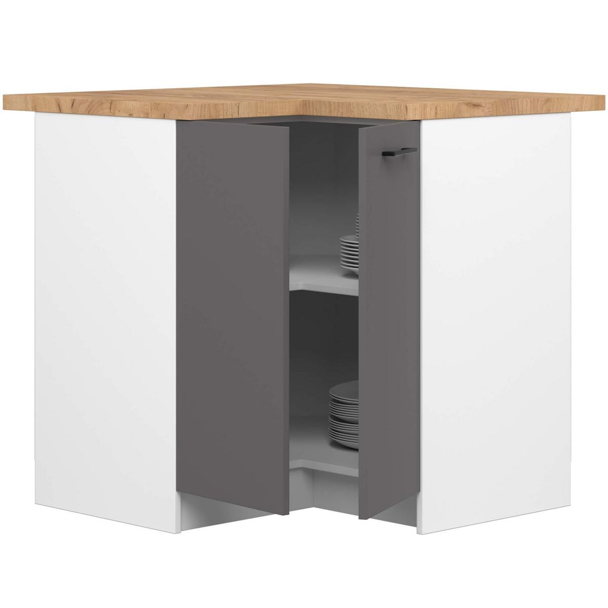 UNTERSCHRANK Weiß, Graphit Grau 85/90/46 - Weiß, Holzwerkstoff (90/85/46cm) - RAUMHIRSCH FURNITURE