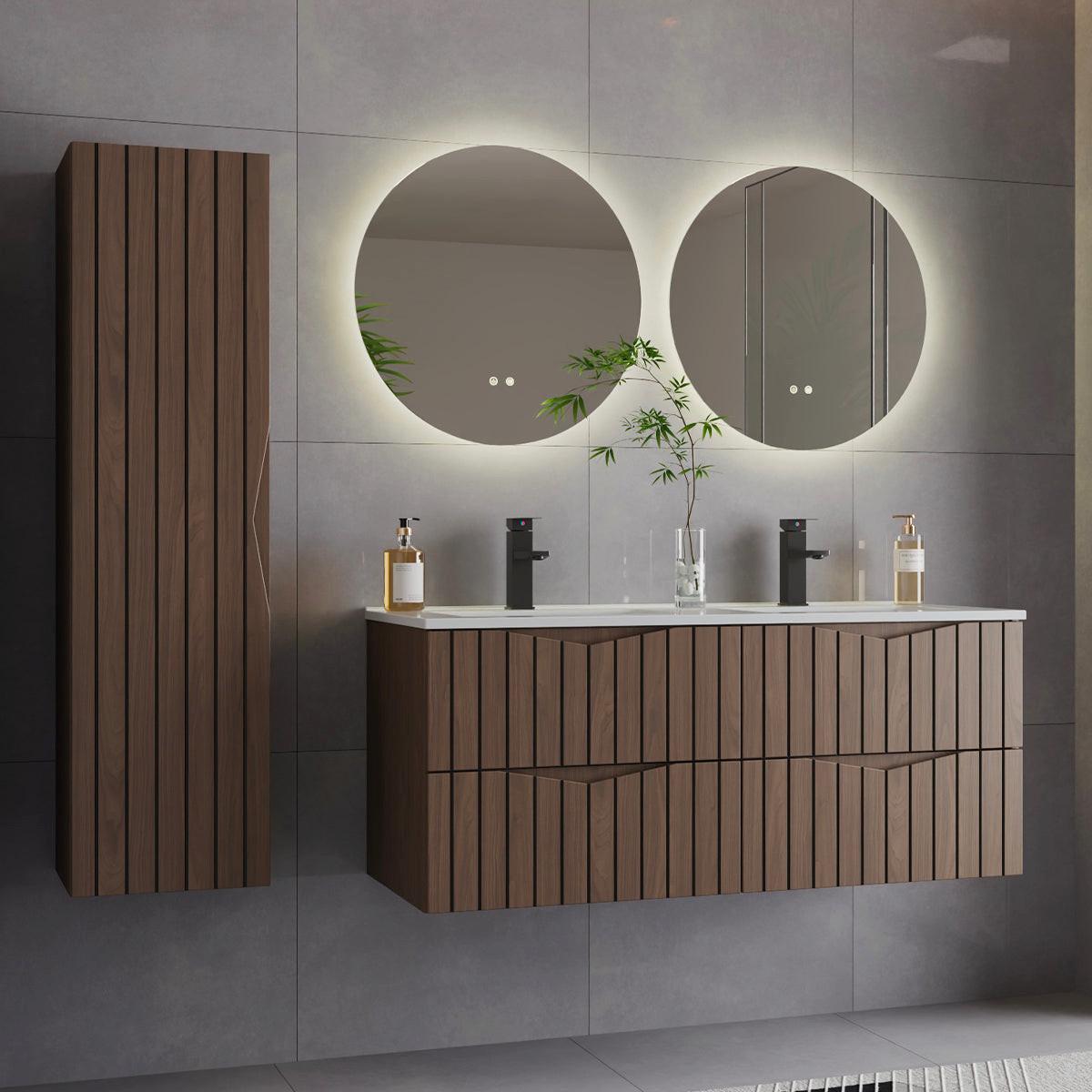 BADMÖBEL 120cm Siena 2er-Set Holz und Schwarz - Braun, Holzwerkstoff (120/50/45.8cm) - Petits-meubles