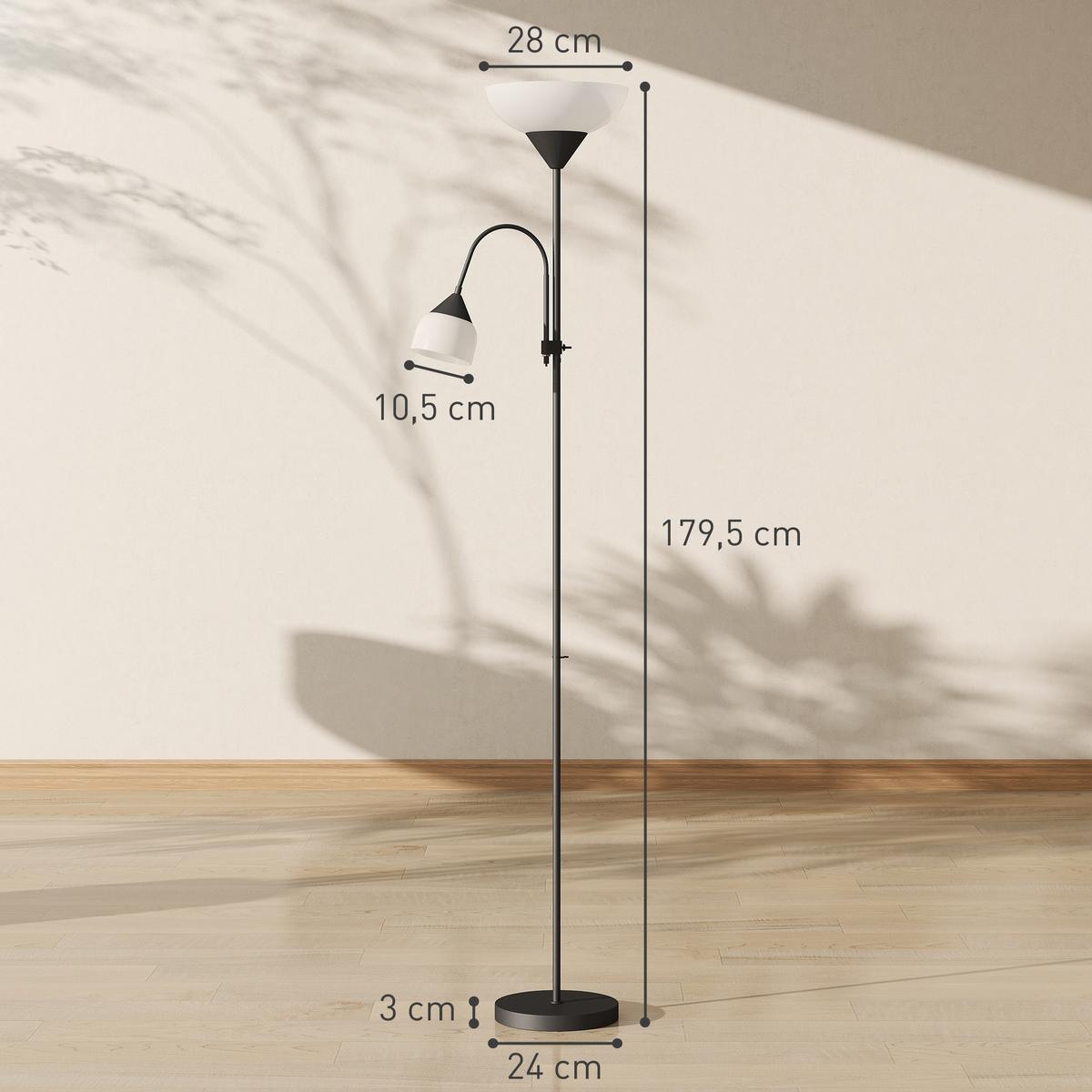 STEHLAMPE aus Metall & Kunststoff Schwarz - Schwarz, Metall (28/28/179.5cm) - HOMCOM