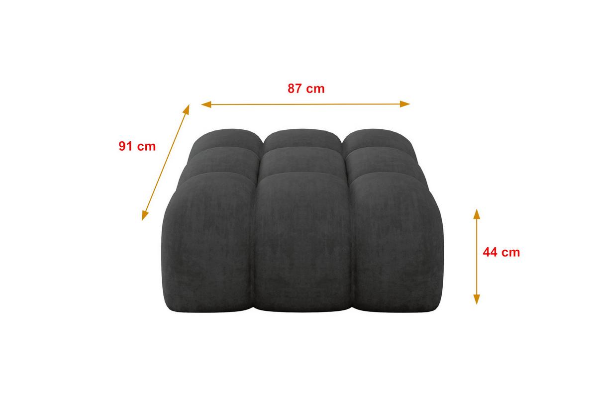 POUF OLEA-PUF 91x87x44 cm Dunkelgrau Velours Modular Sitzhocker - Anthrazit/Schwarz, Holzwerkstoff/Kunststoff (91/44/87cm) - ALTDECOR