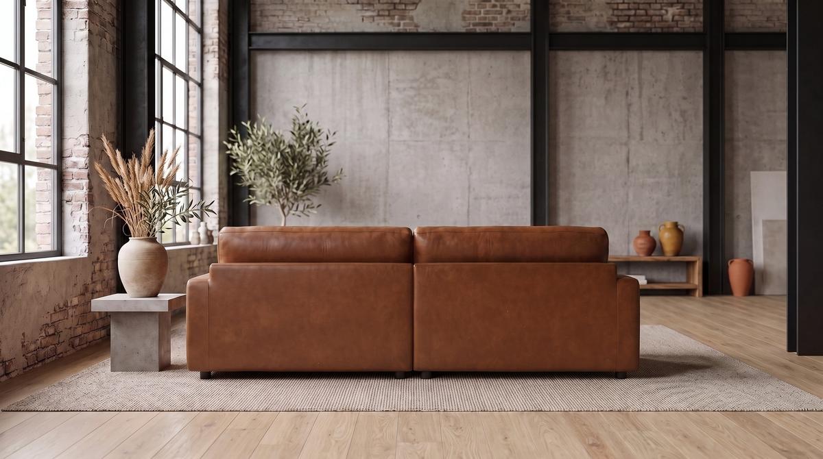 BIG SOFA MARLIN Braun Lederfaserstoff - Schwarz/Braun, Leder/Kunststoff (262/80/168cm) - KAWOLA