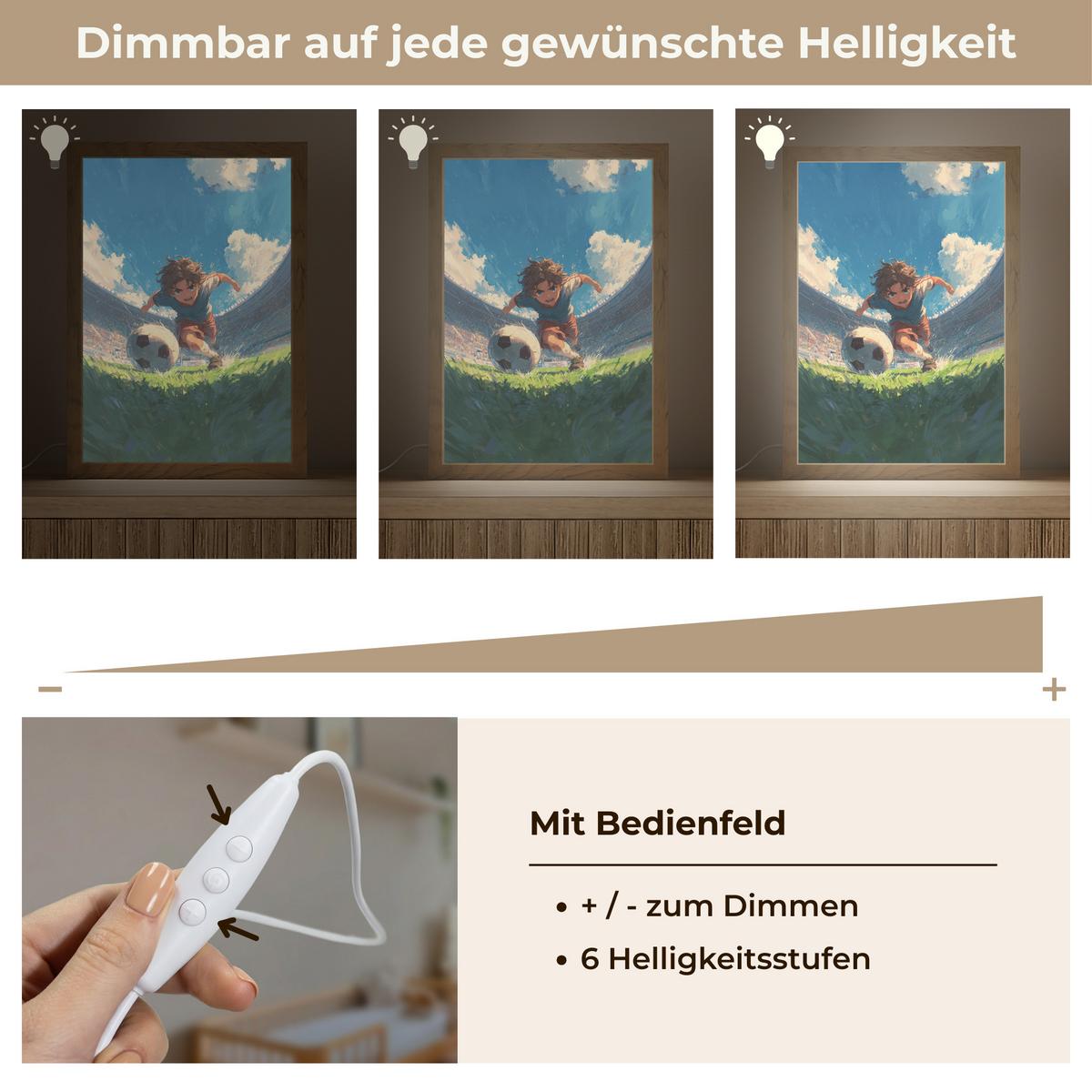 NACHTTISCHLAMPE Stadion - Fußballer - Ball 20x30 cm - Blau, Holzwerkstoff (8/20/30cm) - OnlyWow