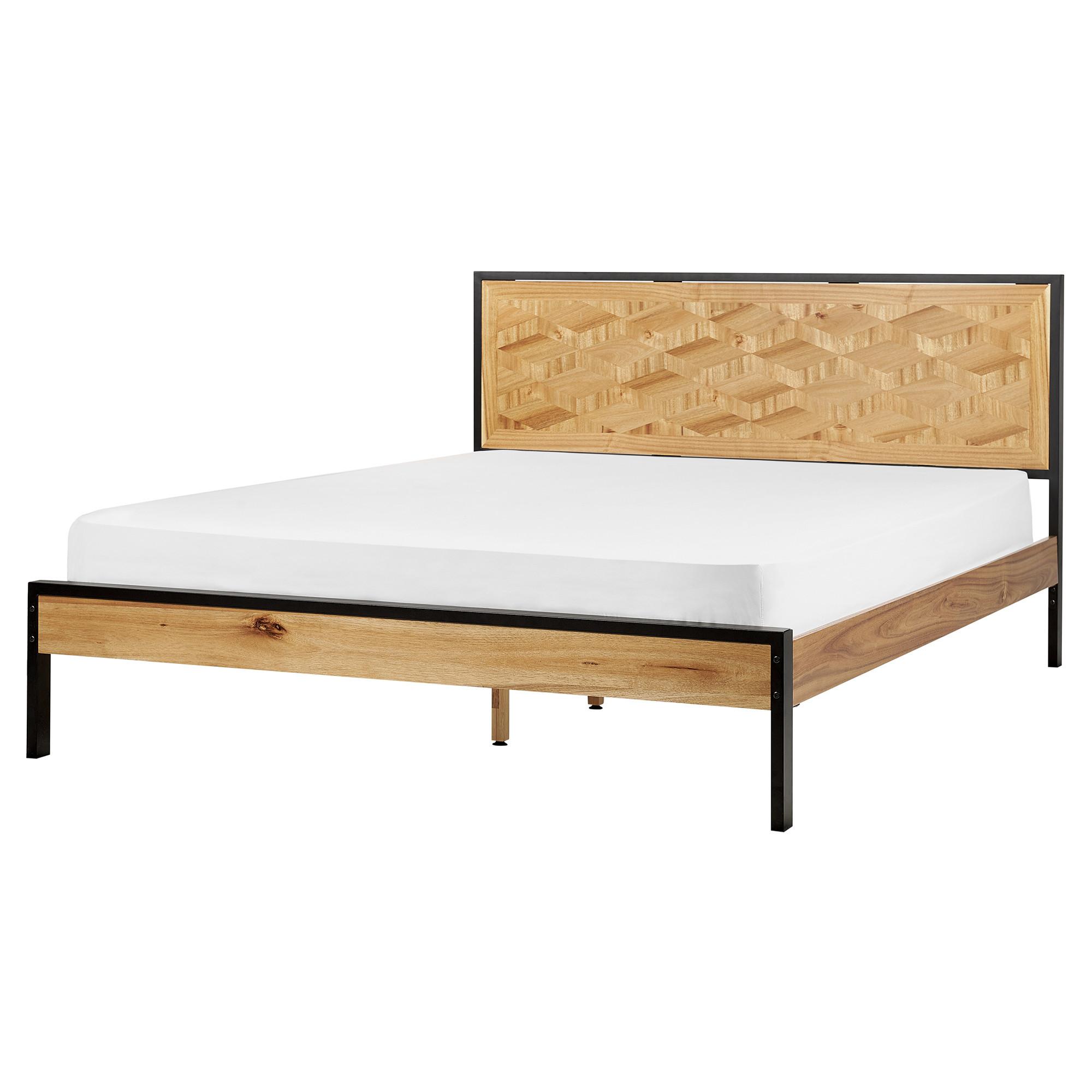 BETT mit Lattenrost 160x200 cm Heller Holzfarbton Ervillers - Hellbraun, Holzwerkstoff (160/200cm) - Beliani