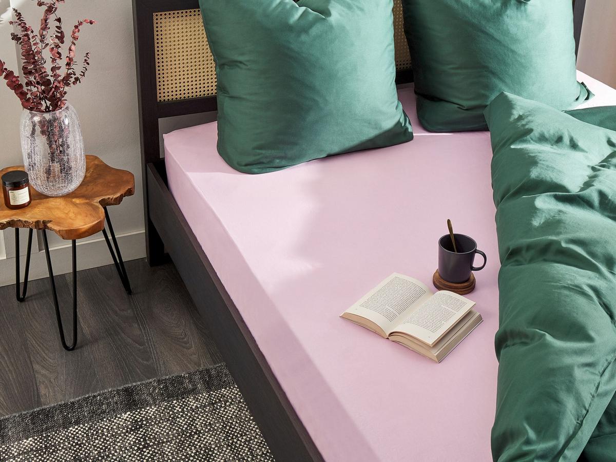 SPANNBETTLAKEN 140/200 cm Baumwolle Pastellrosa Janbu - Pink, Textil (140/200cm) - Beliani