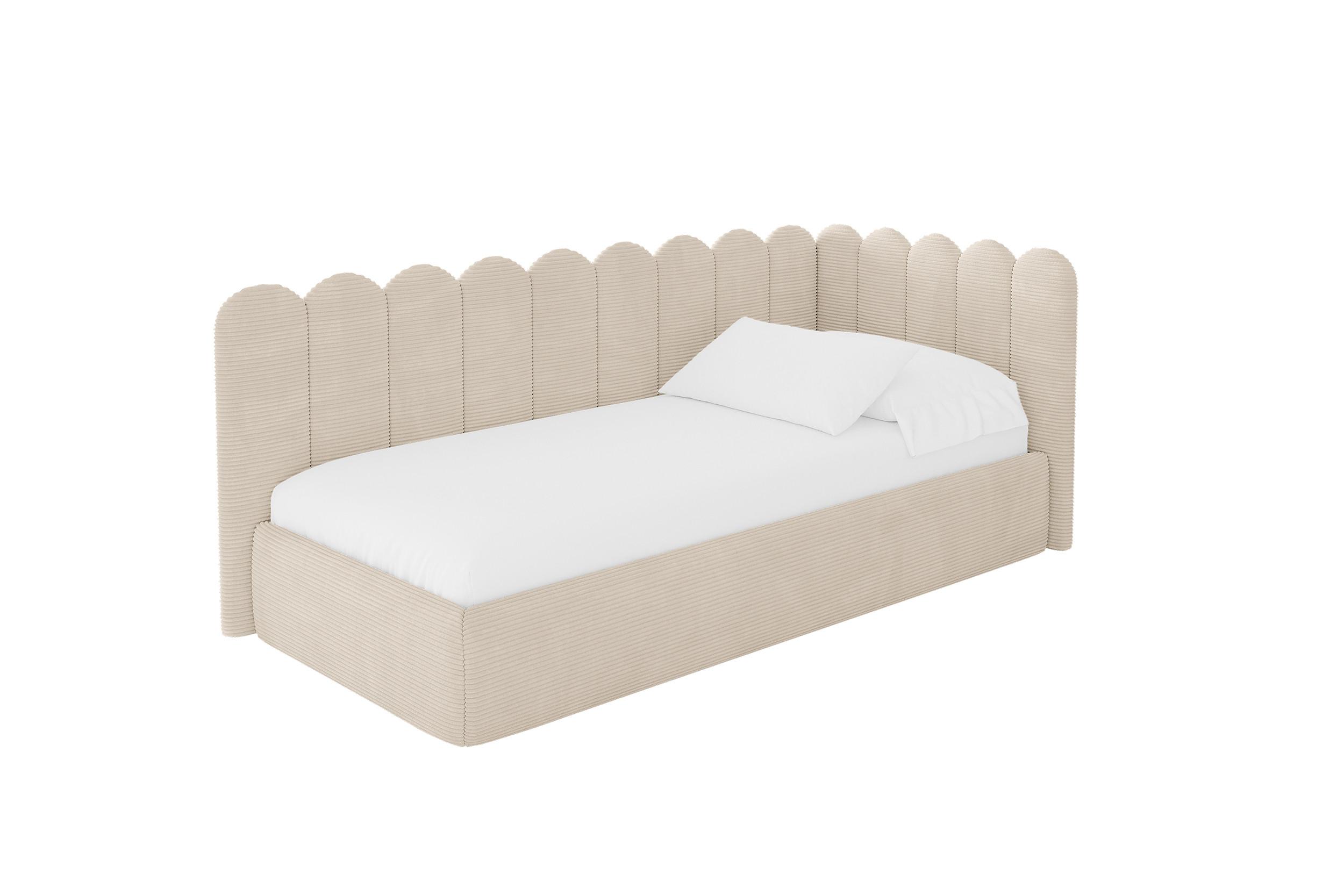 EINZELLBETT Jugendbett mit Bettkasten, Links - ARTY 100x200 Beige - Creme, Holzwerkstoff/Textil (100/200cm) - ALTDECOR