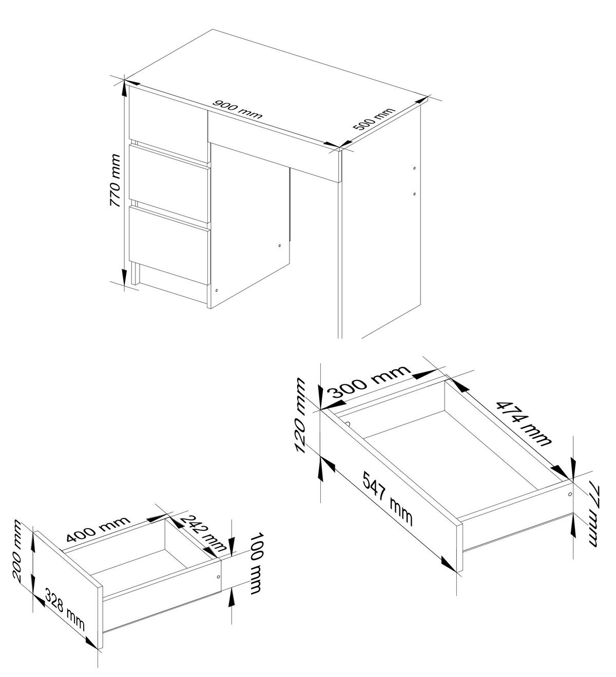 SCHREIBTISCH Eiche Sonoma 77/90/50 - Sonoma Eiche, Holzwerkstoff (120/60/77cm) - RAUMHIRSCH FURNITURE