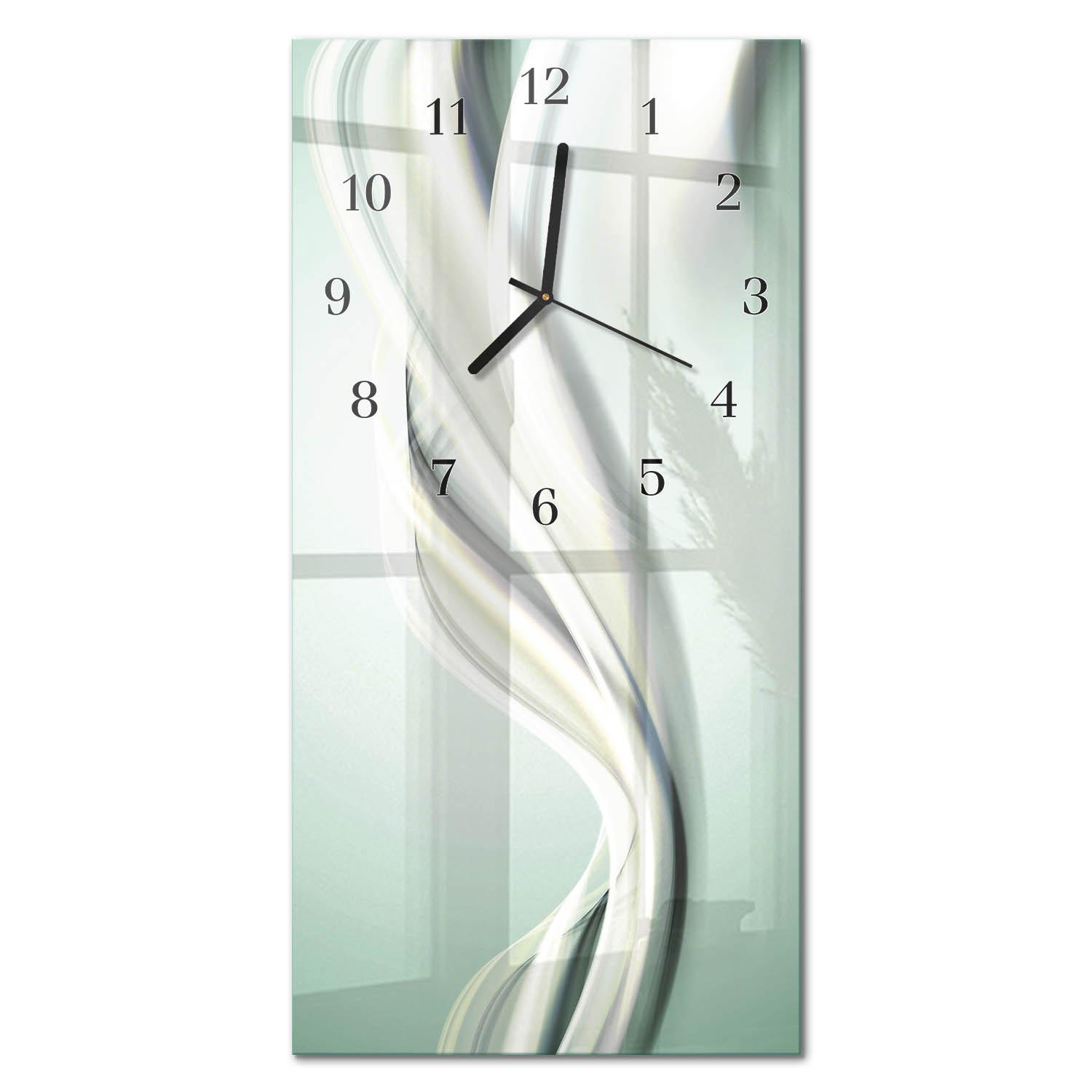 WANDUHR aus Glas 30x60 cm - Muster - Grau, Glas (30/60/0.4cm) - TULUP