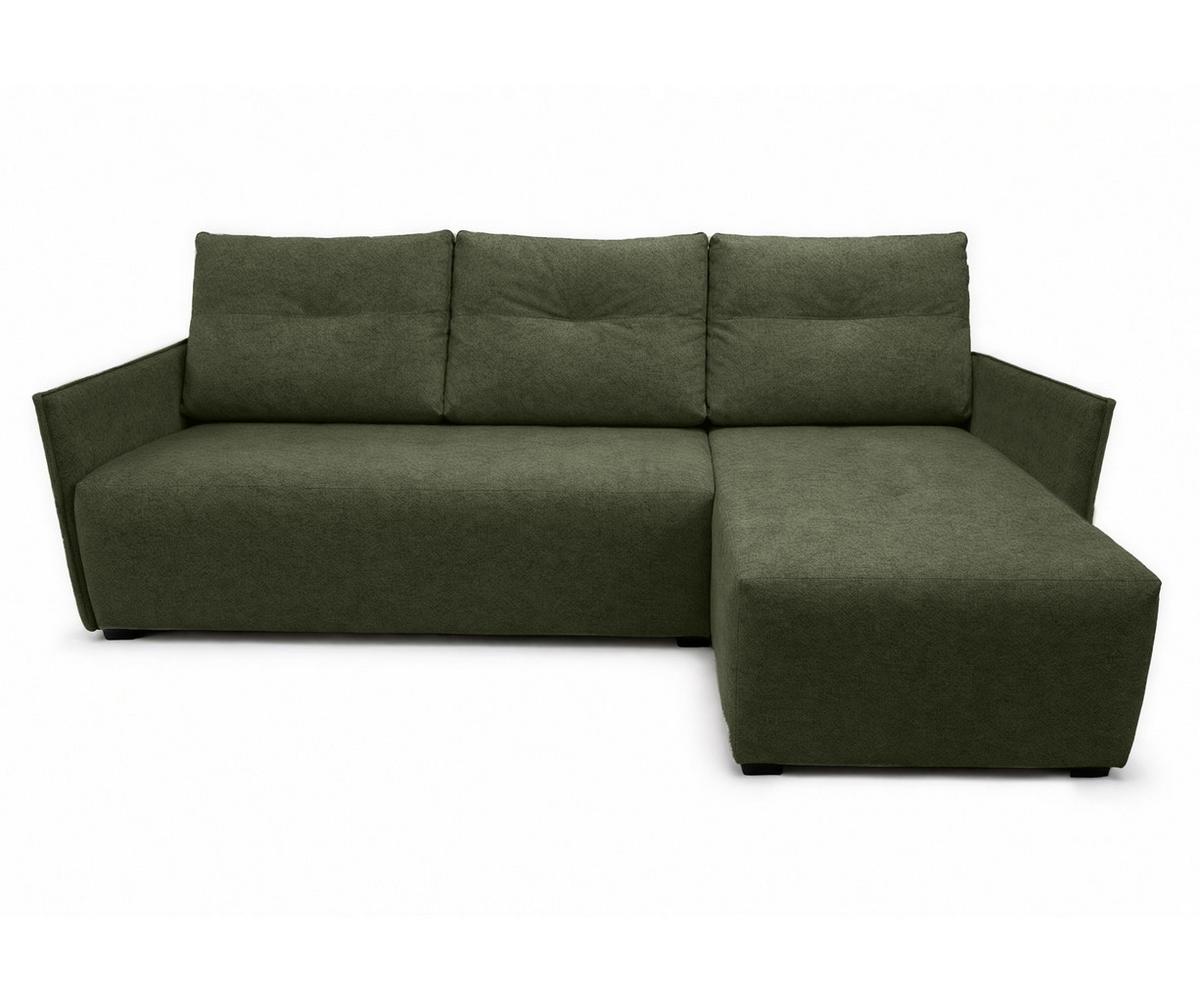 ECKSOFA L Form Damascus Grün 212/143/88 cm Rechts mit Schlaffunktion - Schwarz/Grün, Kunststoff/Textil (212/143cm) - AX Living