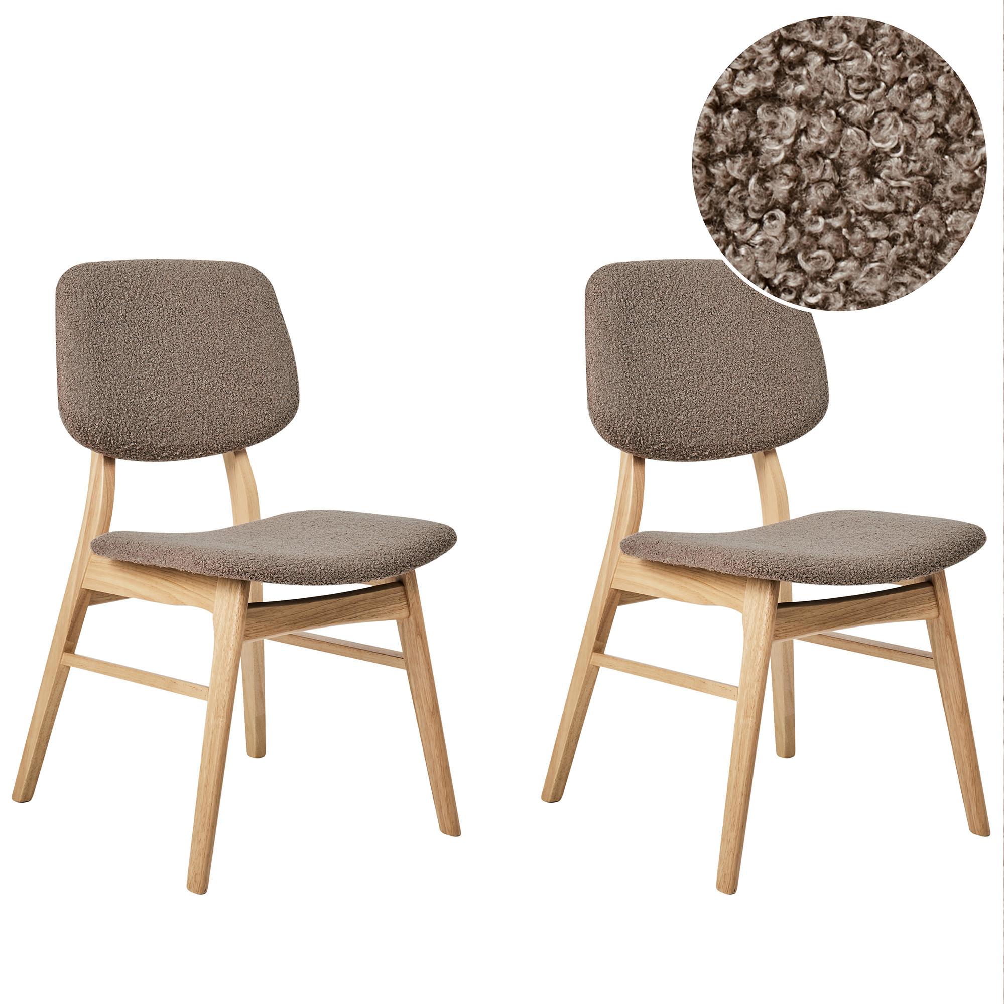 ESSZIMMERSTUHL 2er-Set Hellbraun/Taupe Elaine - Braun/Grau, Textil (48/81/54cm) - Beliani