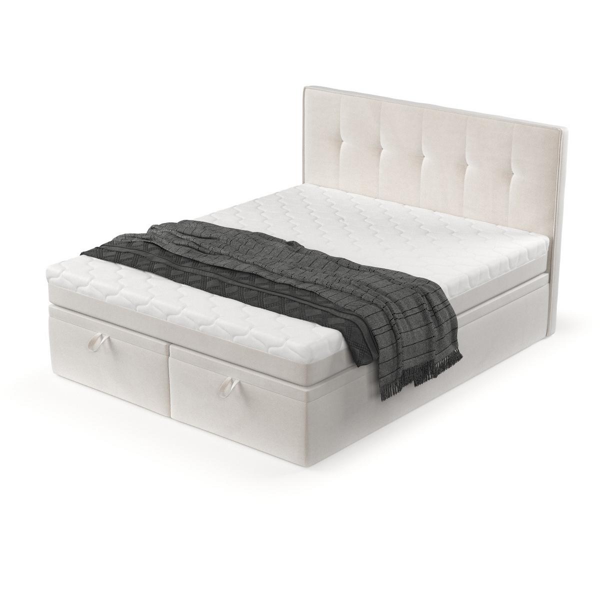 BOXBETT Arivo 200/200 cm Creme im Paros Stoff - Creme/Schwarz, Holz/Holzwerkstoff (200/200cm) - AltaBeds