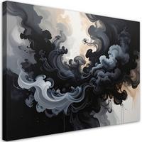 BILD auf Leinwand, Rauch abstrakt schwarz und grau - Schwarz, Textil (120/80cm) - Feeby