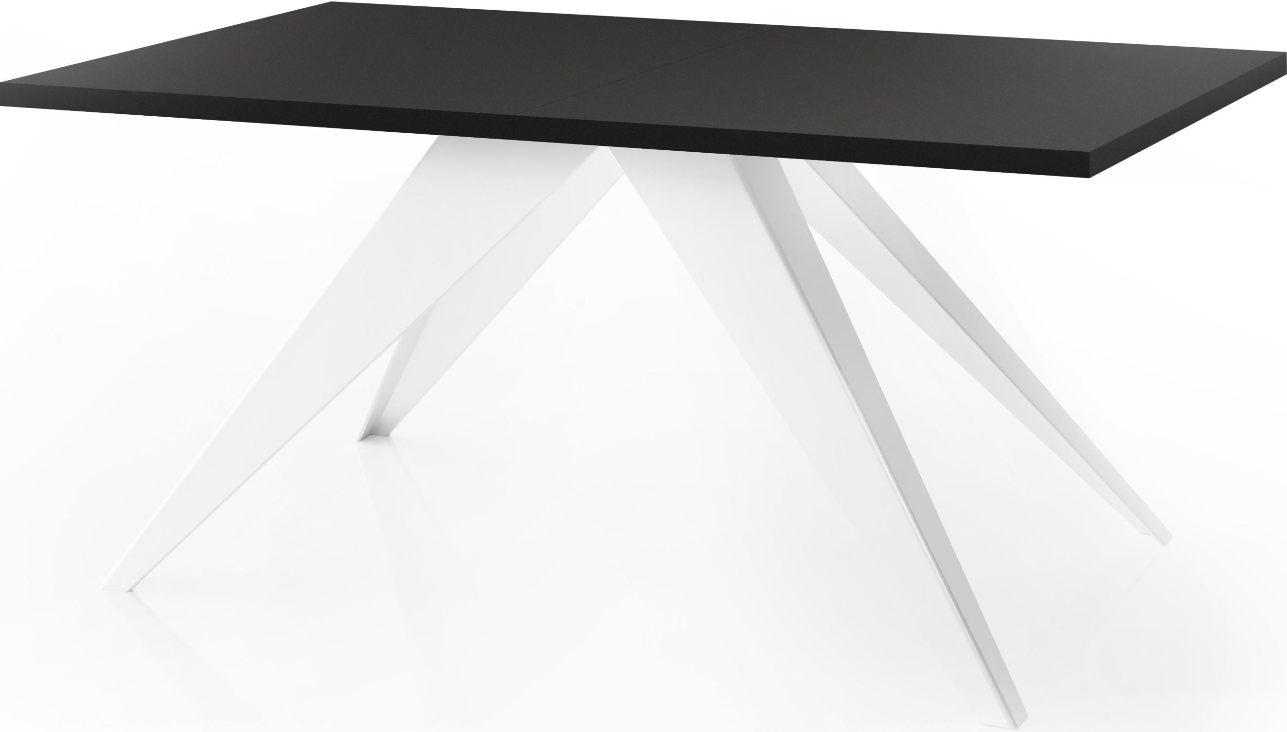 ESSTISCH Vance Weiß rechteckig ausziehbar, Schwarz 160-260/90/76 cm - Schwarz/Weiß, Holzwerkstoff/Metall (90/260/76cm) - WFL GROUP