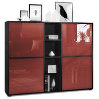 HIGHBOARD Cuba Türen in Bordeaux Hochglanz - Bordeaux, Holzwerkstoff (130.5/105.5/35.5cm) - Vladon