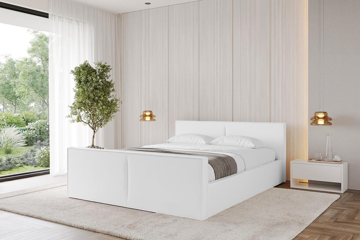 POLSTERBETT mit Bettkasten, Fußteil und Lattenrost, Boxbett mit Matratze H3/H4 - TIVON-Z-V1 180x200 Weiß Kunstleder - Weiß Hochglanz, Holzwerkstoff/Textil (180/200cm) - ALTDECOR