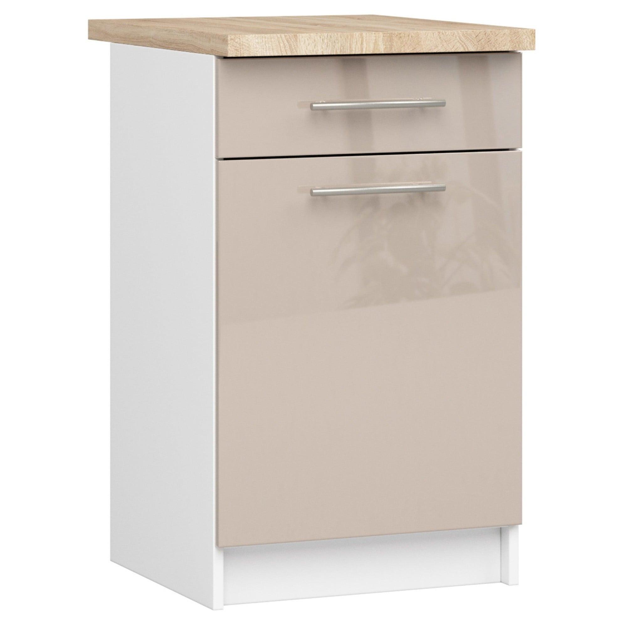 UNTERSCHRANK Weiß, Cappuccino Glanz 85/50/46 - Weiß/Cappuccino, Holzwerkstoff (50/85/46cm) - RAUMHIRSCH FURNITURE