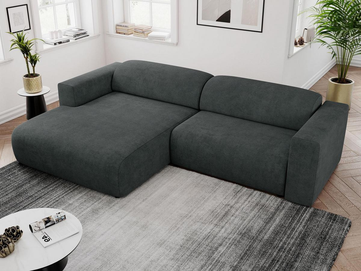 OFERTA WYCOFANA ECKSOFA PASADENA Dunkelgrau Struktur Links Seite - Dunkelgrau/Schwarz, Kunststoff/Textil (180/288cm) - MKS