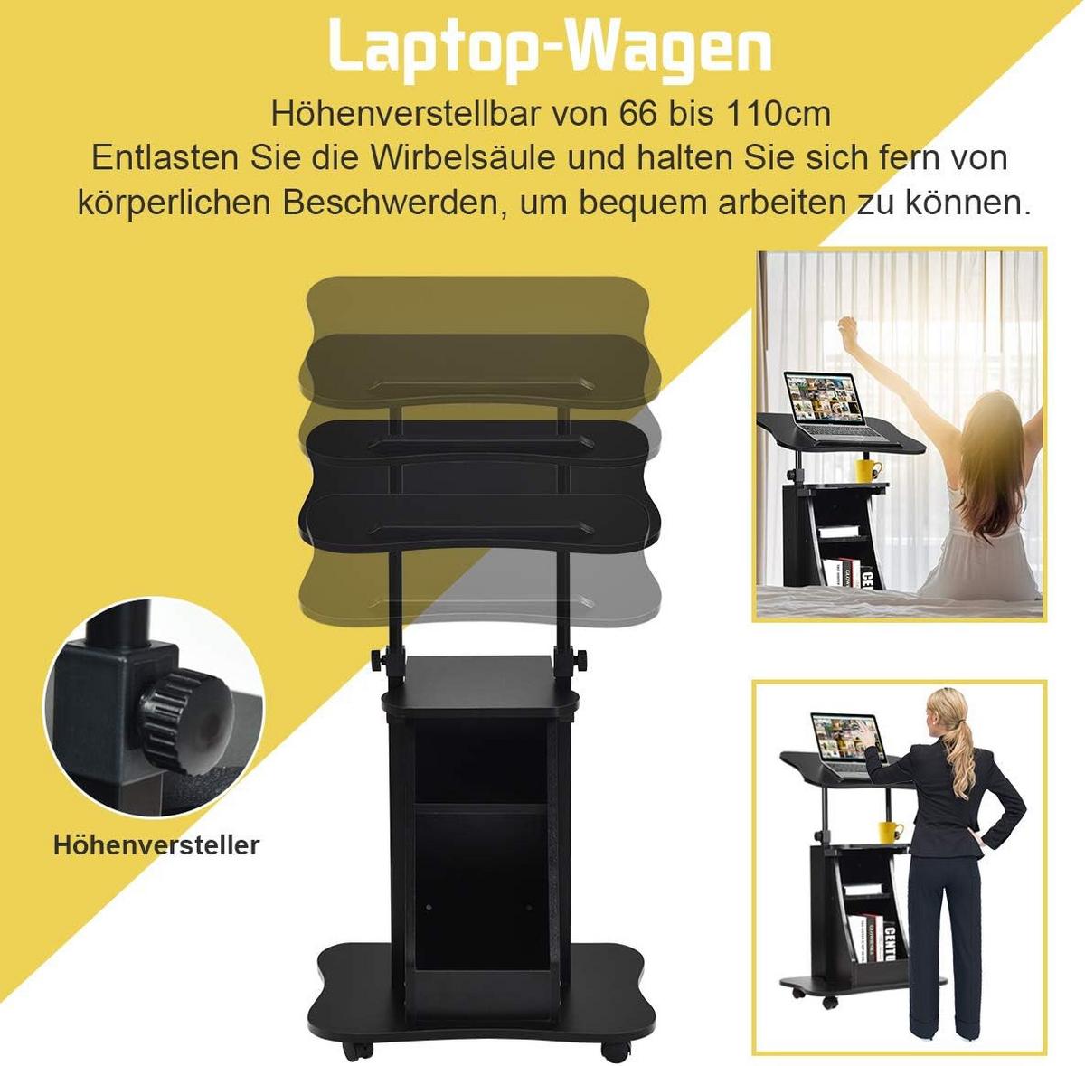 COMPUTERTISCH Schwarz - Schwarz, Holzwerkstoff (40/55/110cm) - COSTWAY