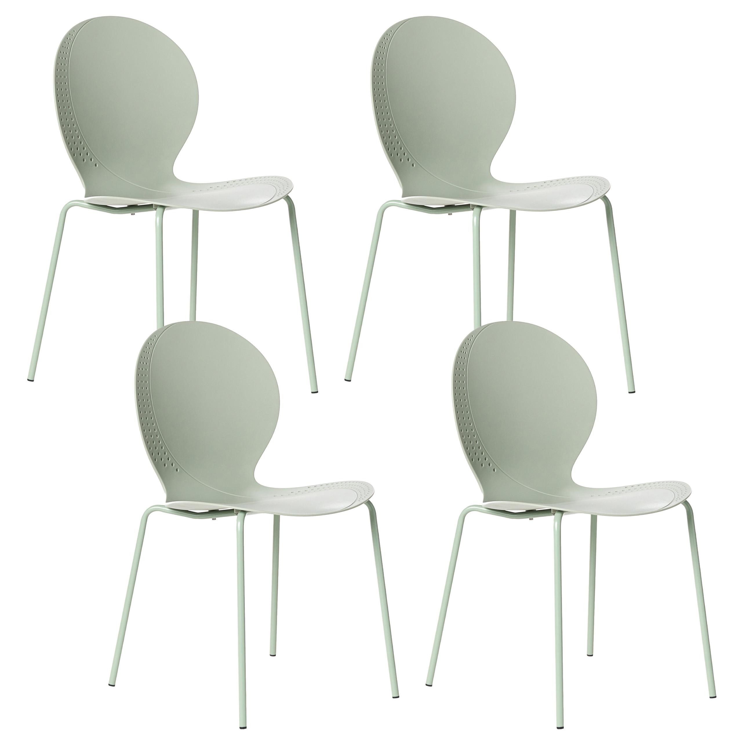 GARTENSTUHL 4er-Set stapelbar Hellgrün Milos - Hellgrün, Kunststoff (45/80/48cm) - Beliani