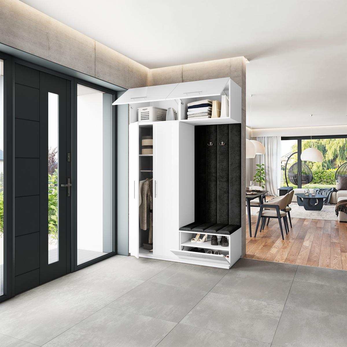 GARDEROBENSCHRANK REMA 150/240/60 cm Modern Weiß - Schwarz/Weiß, Holzwerkstoff (150/240/60cm) - MASSENO
