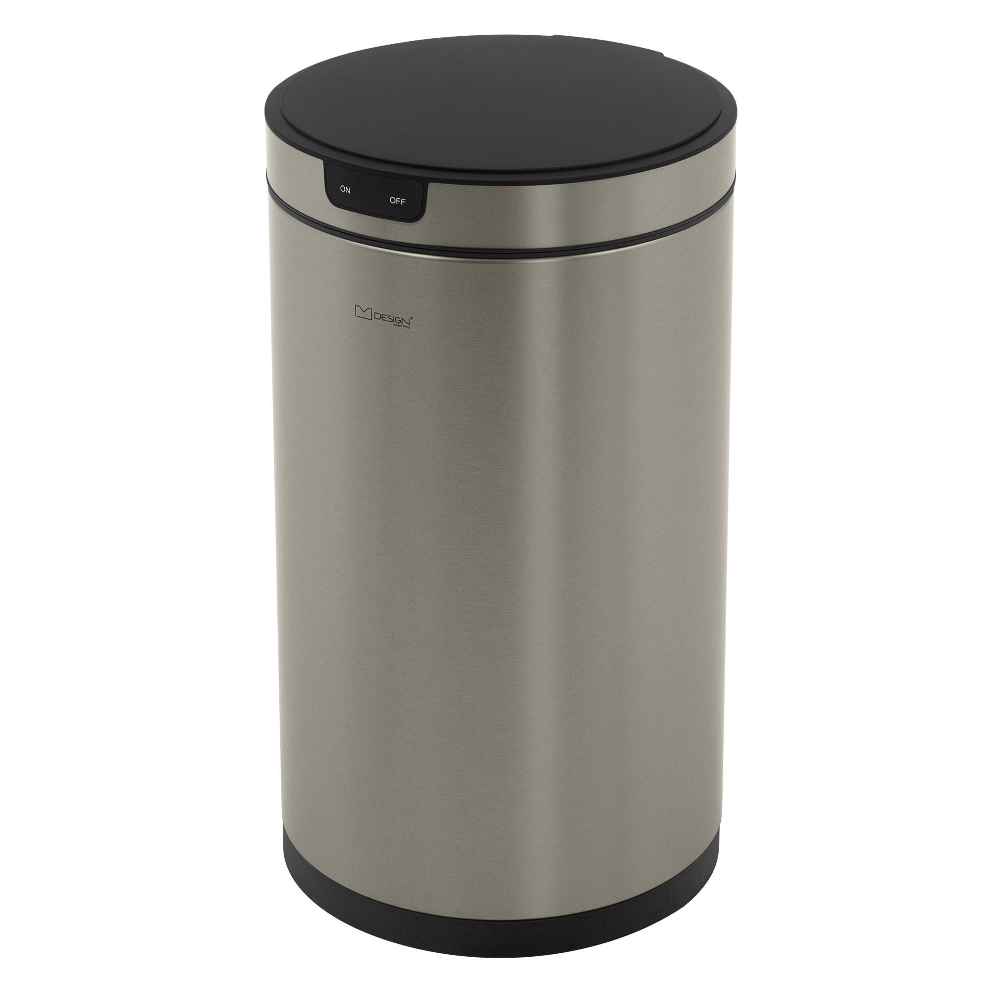 MÜLLEIMER mit Sensor 30L rund aus Edelstahl Silber - Silberfarben, Metall (29/52/29cm) - ML-DESIGN