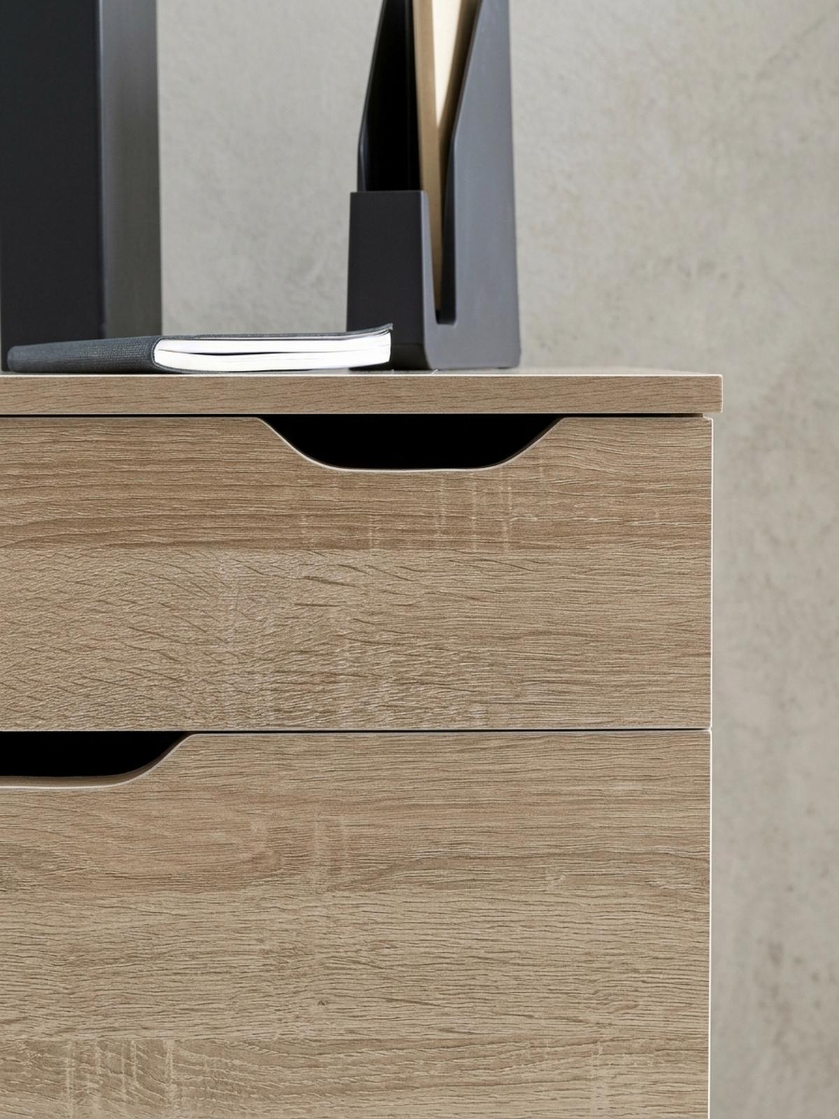 ROLLCONTAINER – Weiß, 4 Schubladen, Rollen, stilvoll, für Büro - Beige/Schwarz, Holz/Kunststoff (40/60/40cm) - KADIMA DESIGN