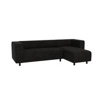 ECKSOFA Tove Schwarz Cord - Ottomane rechts - Schwarz, Holz/Kunststoff (240/142cm) - S-Style Möbel