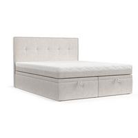 BOXBETT Arivo 140/200 cm Hellbeige im Neve Stoff - Sandfarben/Schwarz, Holz/Holzwerkstoff (140/200cm) - AltaBeds