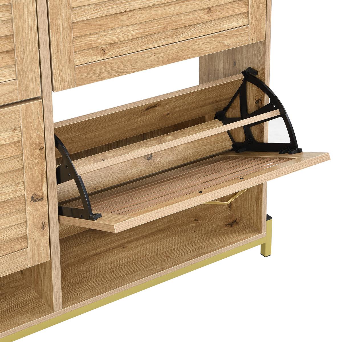 SCHUHKIPPER 109 cm in Holz-Optik - Naturfarben, Holzwerkstoff (108/100/24cm) - Urban Meuble