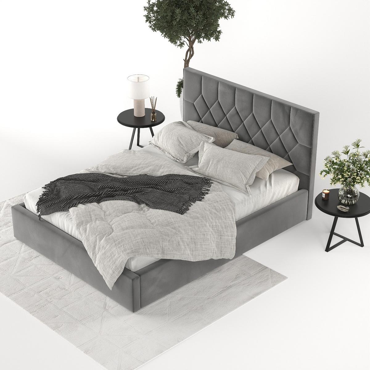 POLSTERBETT Brisa 180/200 cm Grau im Kronos Stoff - Schwarz/Naturfarben, Holz/Holzwerkstoff (180/200cm) - AltaBeds