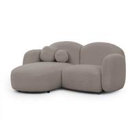 ECKSOFA Nuvola mit abgerundetem Design Hellgrau Bouclé-Stoff - Ottomane Links - Hellgrau/Schwarz, Holz/Kunststoff (190/146cm) - S-Style Möbel