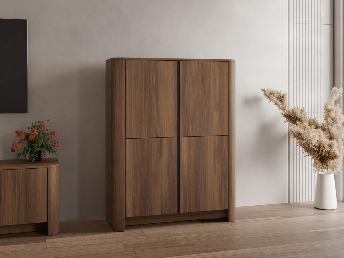 KOMMODE Bari K103 - Nussbaumfarben/Schwarz, Holzwerkstoff/Kunststoff (103/132/39cm) - MIRJAN24