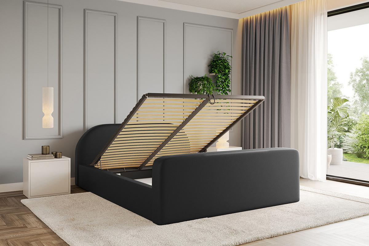 POLSTERBETT mit Bettkasten, Fußteil und Lattenrost, Boxbett mit Matratze H3/H4 - TIVON-Z-V1 180x200 Schwarz Kunstleder - Schwarz Hochglanz, Holzwerkstoff/Textil (180/200cm) - ALTDECOR