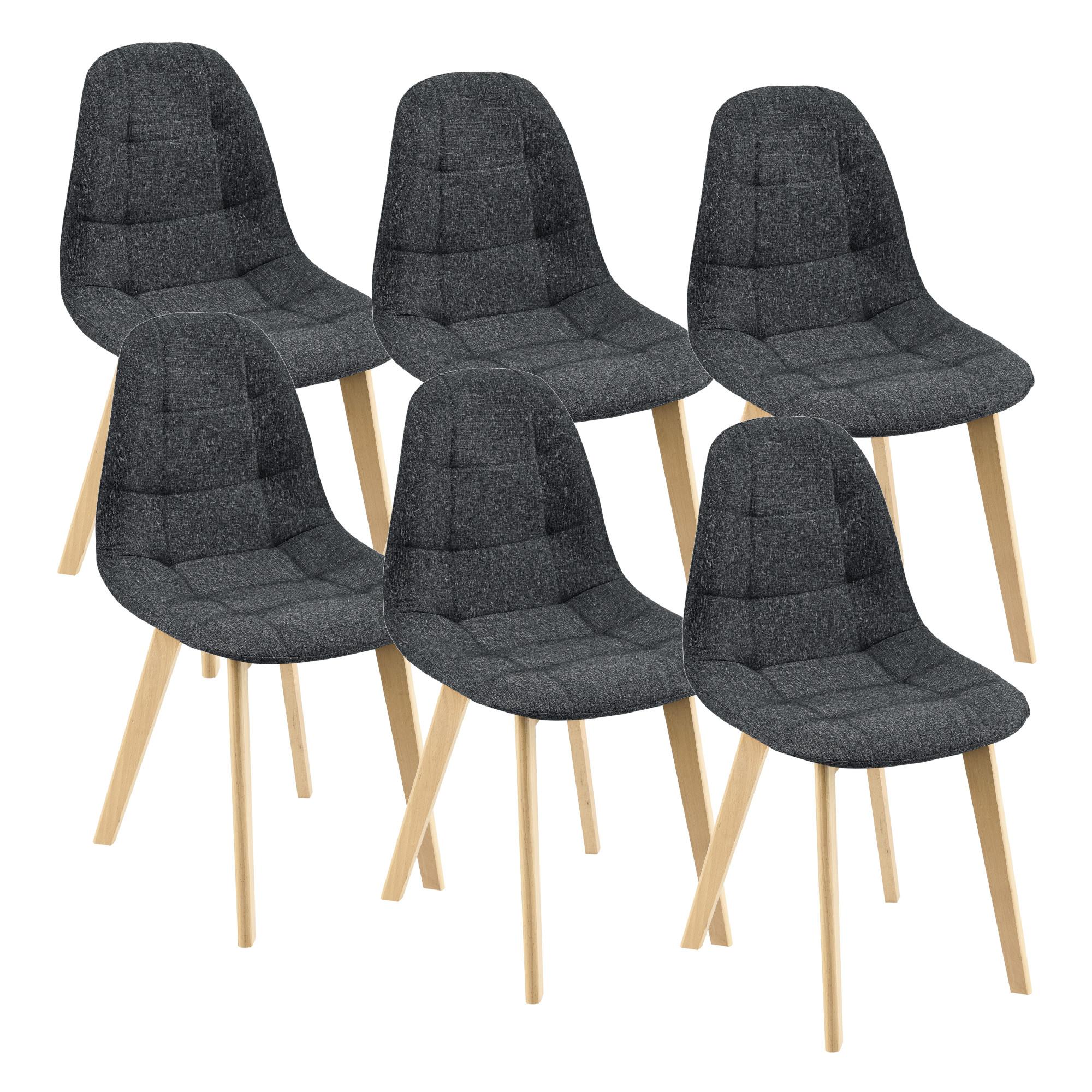 ESSZIMMERSTUHL Kopparberg 6er-Set - Schwarz, Textil (53/86/47cm) - [en.casa]