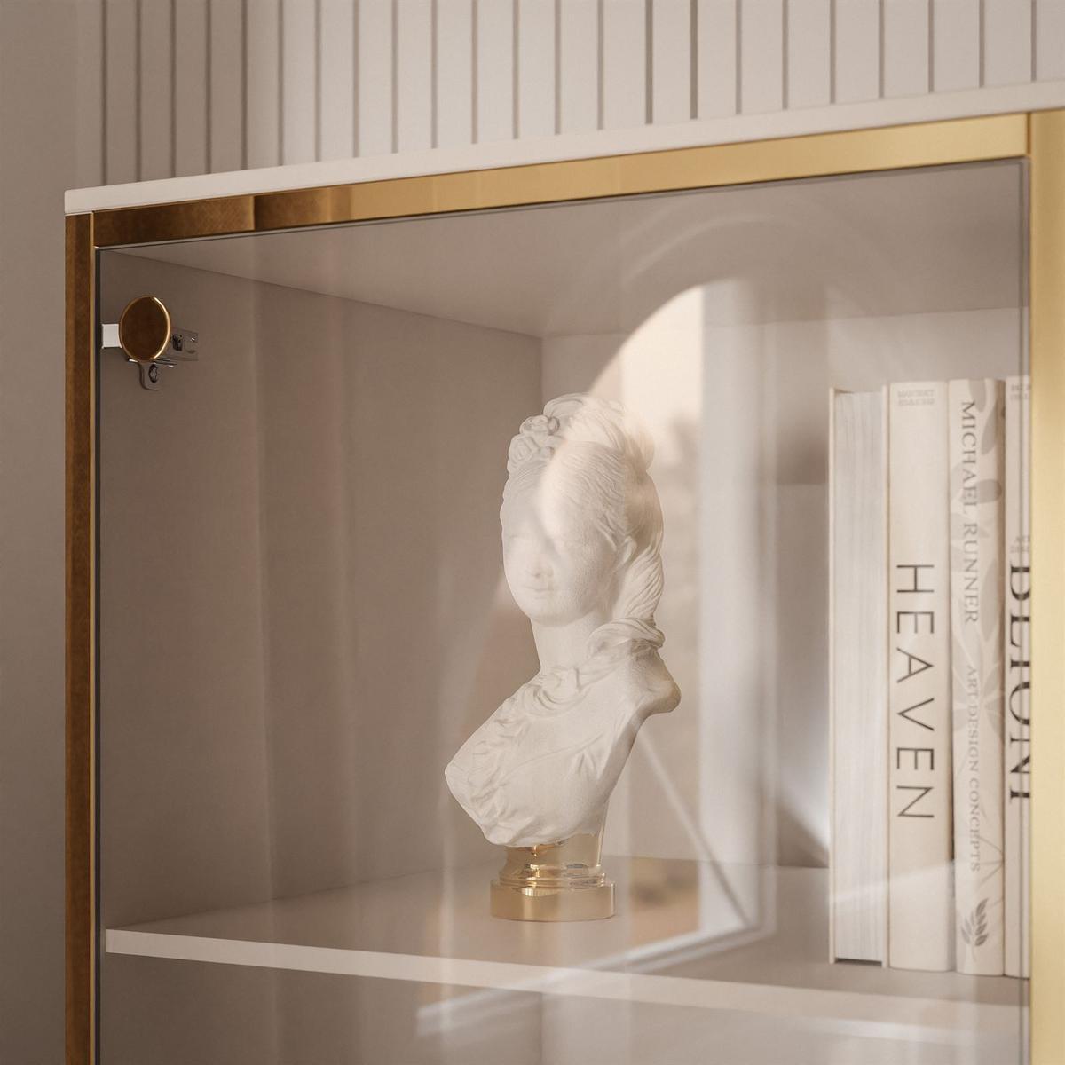 VITRINE AURORA in Kaschmir mit LED-Beleuchtung mit Fuße - Kaschmir/Schwarz, Holzwerkstoff/Kunststoff (45/181/40cm) - Lookway