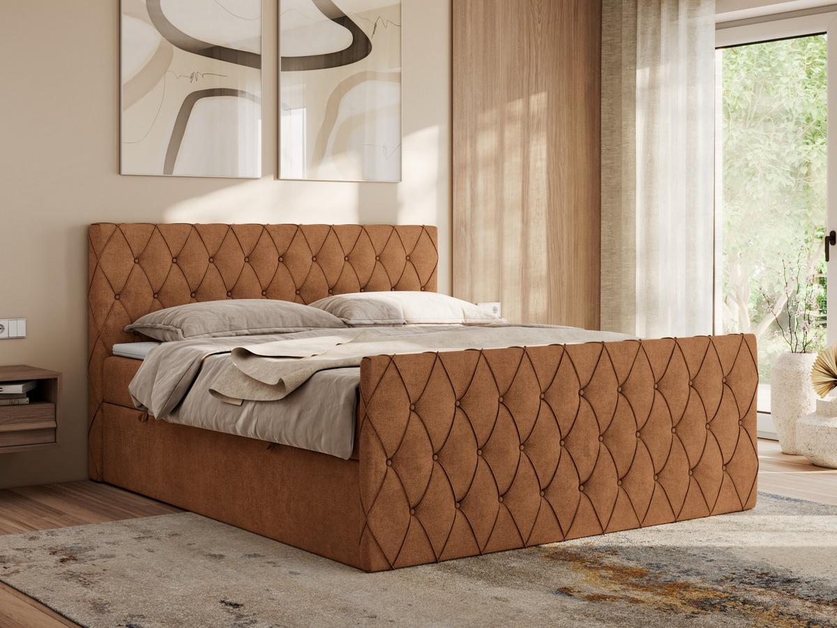 BOXBETT MIREN DUO 120/200 - Orange Strukture - H4 - Orange, Holz/Textil (120/200cm) - MKS