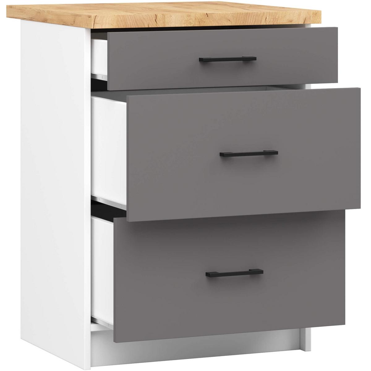 UNTERSCHRANK Weiß, Graphit Grau 85/60/46 - Dunkelgrau/Weiß, Holzwerkstoff (60/85/46cm) - RAUMHIRSCH FURNITURE