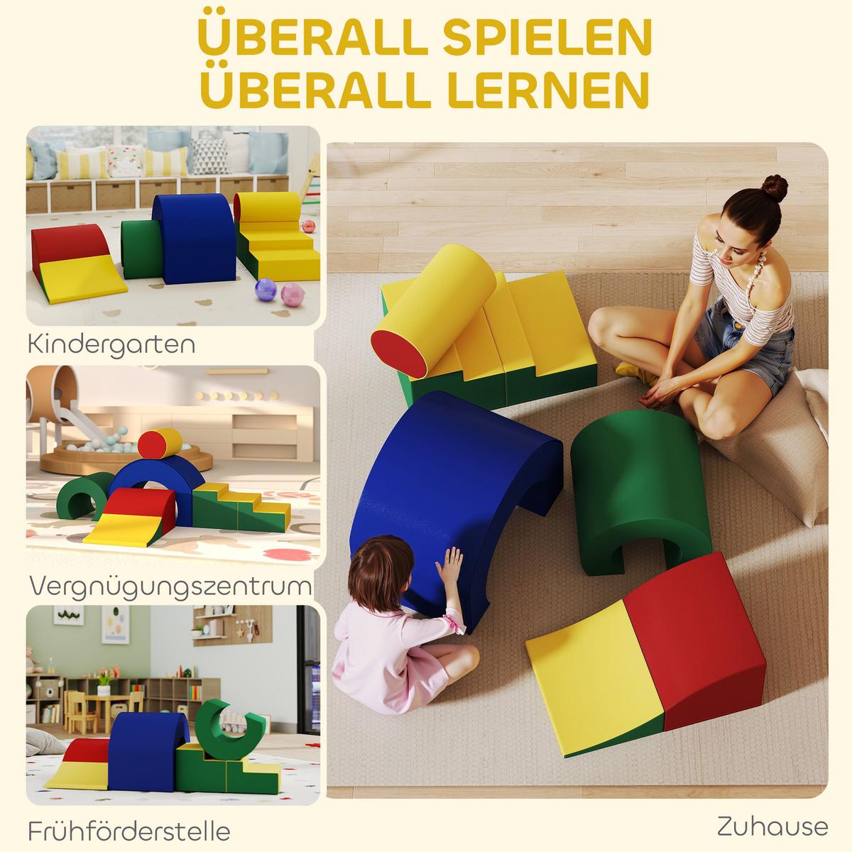 SCHAUMSTOFF Bausteine Kinder 5 tlg. Klettern Softbausteine Riesenbausteine Bunt - Multicolor, Kunststoff (39/181cm) - AIYAPLAY