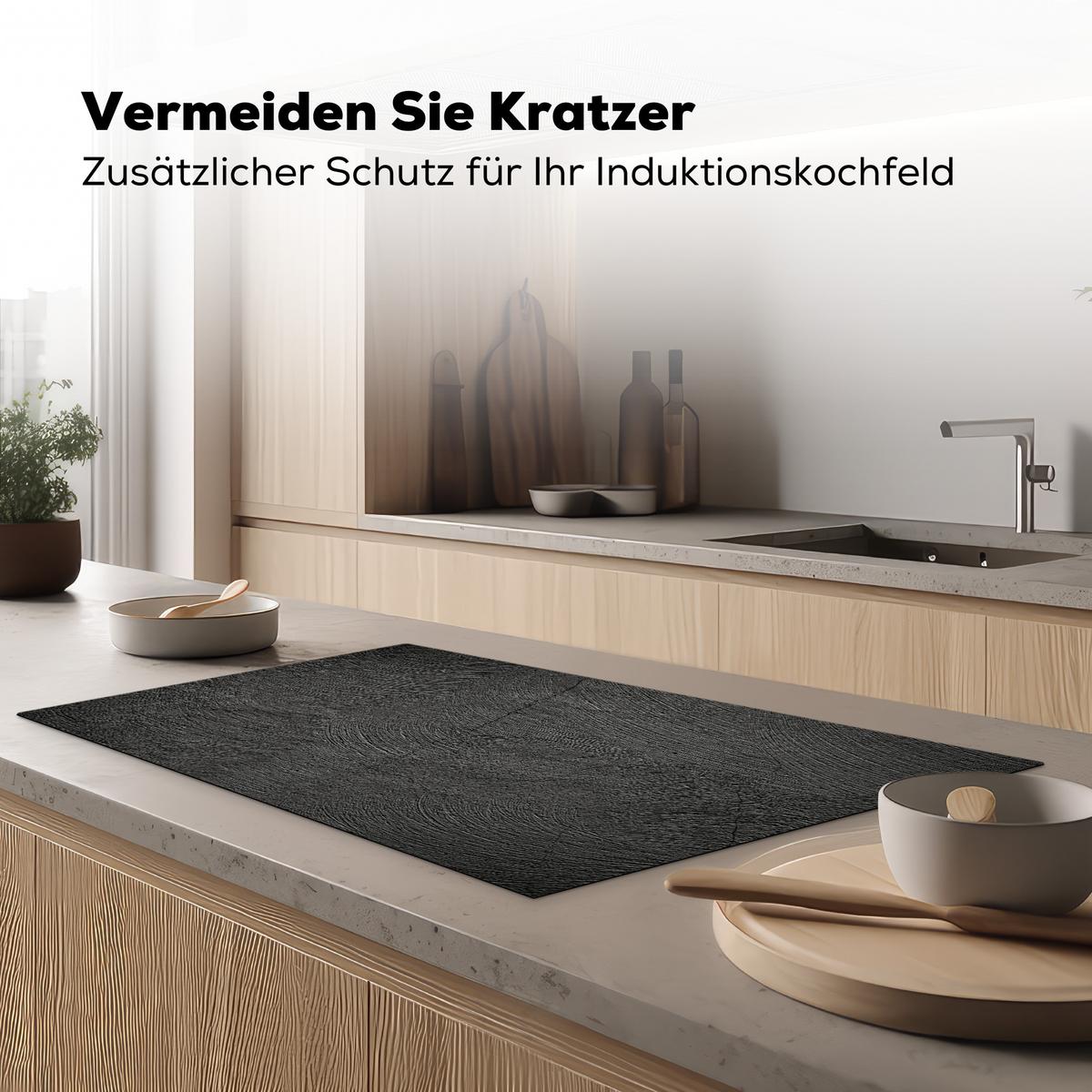 HERDABDECKPLATTE Beton - Schwarz - Industriell Induktionsschutz 91.2x52 cm - Anthrazit, Kunststoff (91.2/52/0.2cm) - MuchoWow
