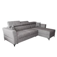 ECKSOFA L Form Ribella Grau 265/180/100 cm Rechts mit Schlaffunktion - Hellgrau/Schwarz, Textil/Metall (265/180cm) - AX Living