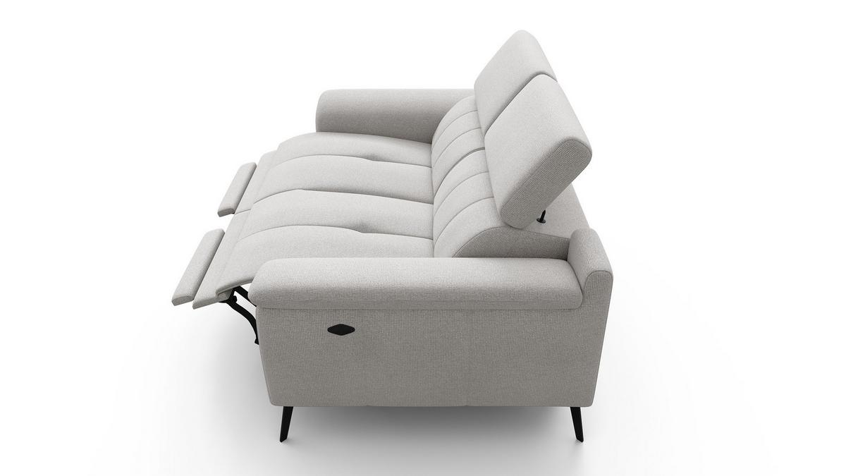 RELAXSOFA FIERO 2-Sitzer mit 2 Relaxfunktionen, hellgrau - Hellgrau/Schwarz, Holzwerkstoff/Textil (170/82/103cm) - Wozimo