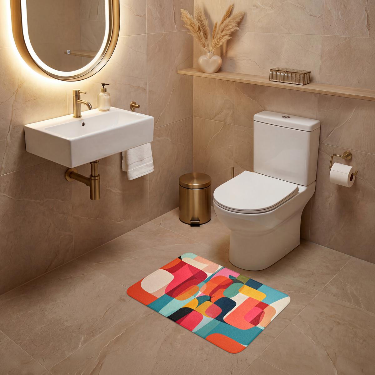 WC-VORLEGER Formen - Bunt - Abstrakt - Flugzeuge Toilettenvorleger 60x40 cm - Multicolor, Textil (60/1cm) - OnlyWow