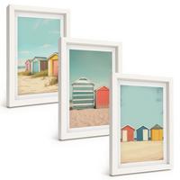 BILDER SET 3er Set - 20x30 cm Weißer Rahmen - Bunte Häuser, Strand, Sonne - Weiß, Kunststoff (20/30cm) - TULUP