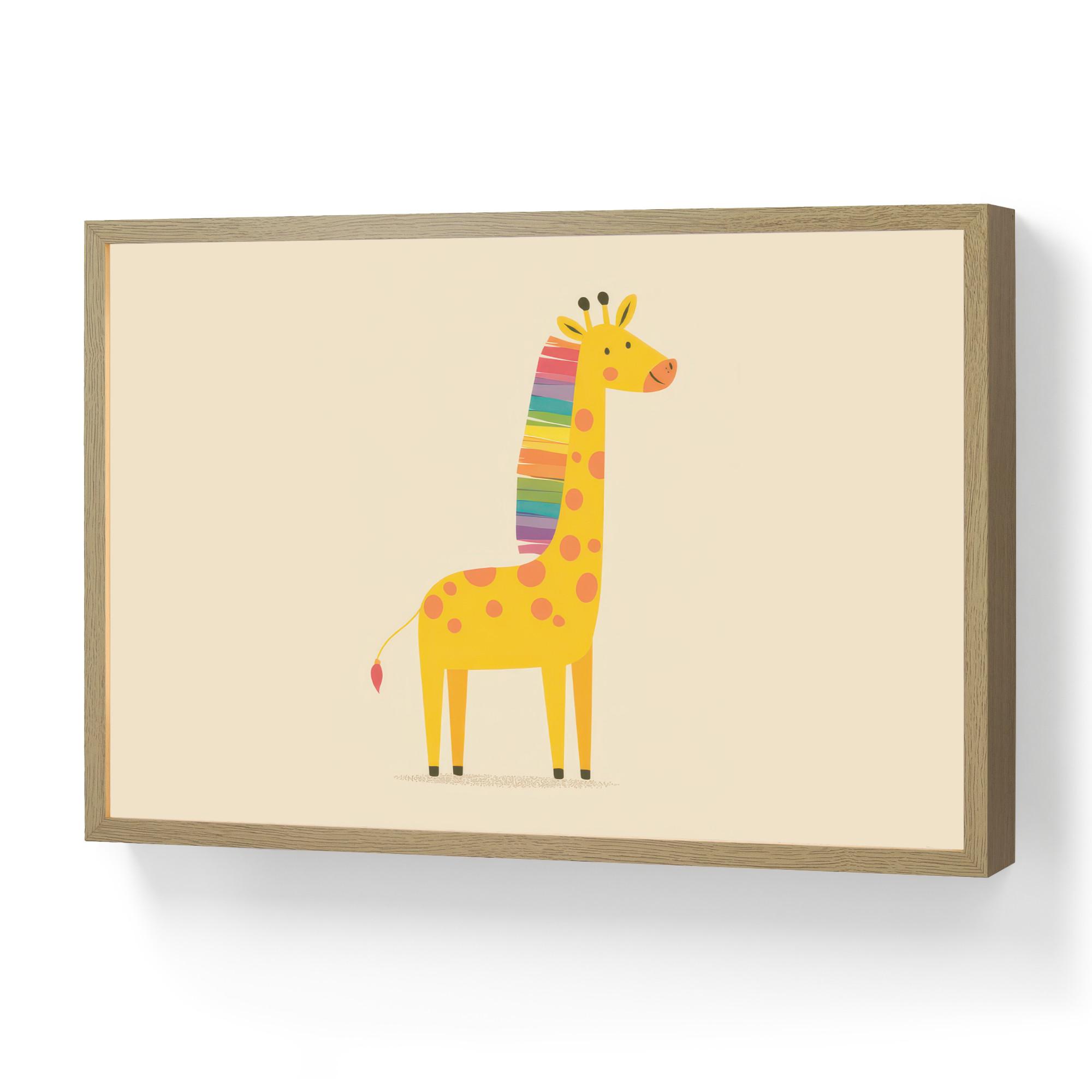 WANDLEUCHTE MIT AKKU Giraffe - Regenbogenmähne - Beige 60x40 cm - Beige, Holzwerkstoff (60/40/8cm) - OnlyWow
