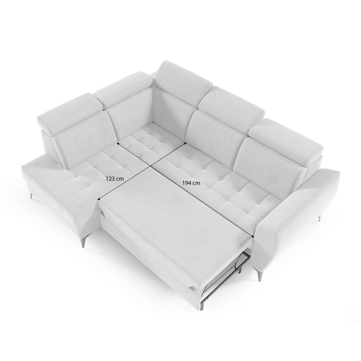 ECKSCHLAFSOFA Aurora II mit verstellbare Kopfstützen, Grau, links - Schwarz/Grau, Textil (266/204cm) - Beautysofa