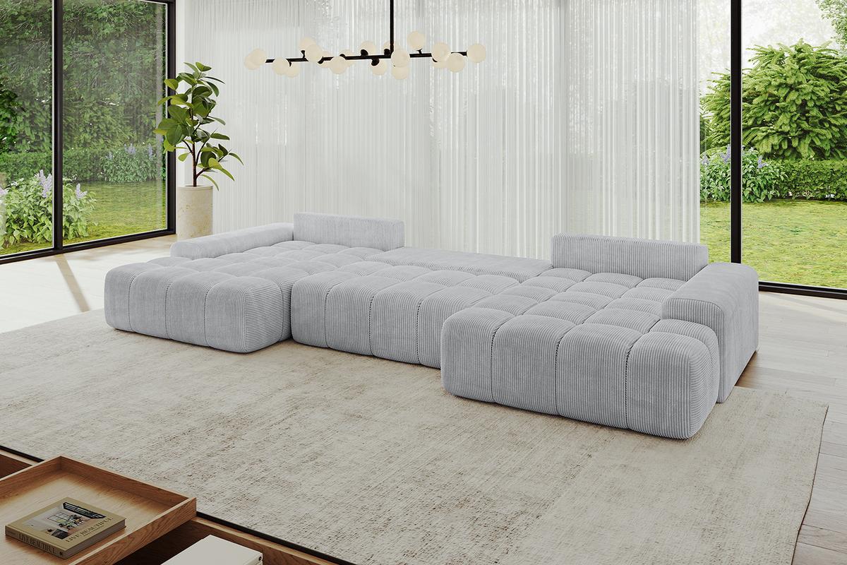 WOHNLANDSCHAFT ENSI-U - 353x164x69 cm Grau - Grau, Holzwerkstoff/Kunststoff (357/69/164cm) - ALTDECOR