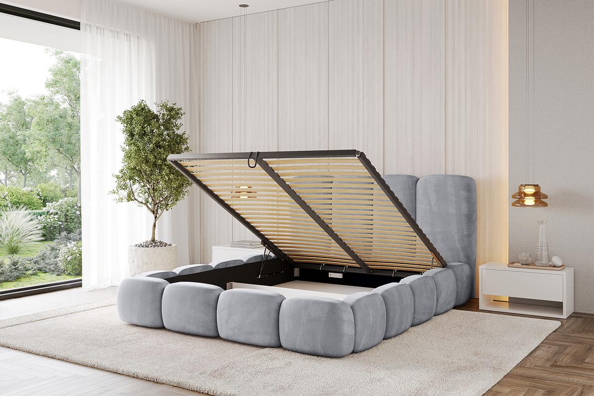 POLSTERBETT mit Bettkasten und Lattenrost, Boxbett ohne Matratze - KALA 120x200 Hellgrau - Hellgrau, Holzwerkstoff/Textil (120/200cm) - ALTDECOR