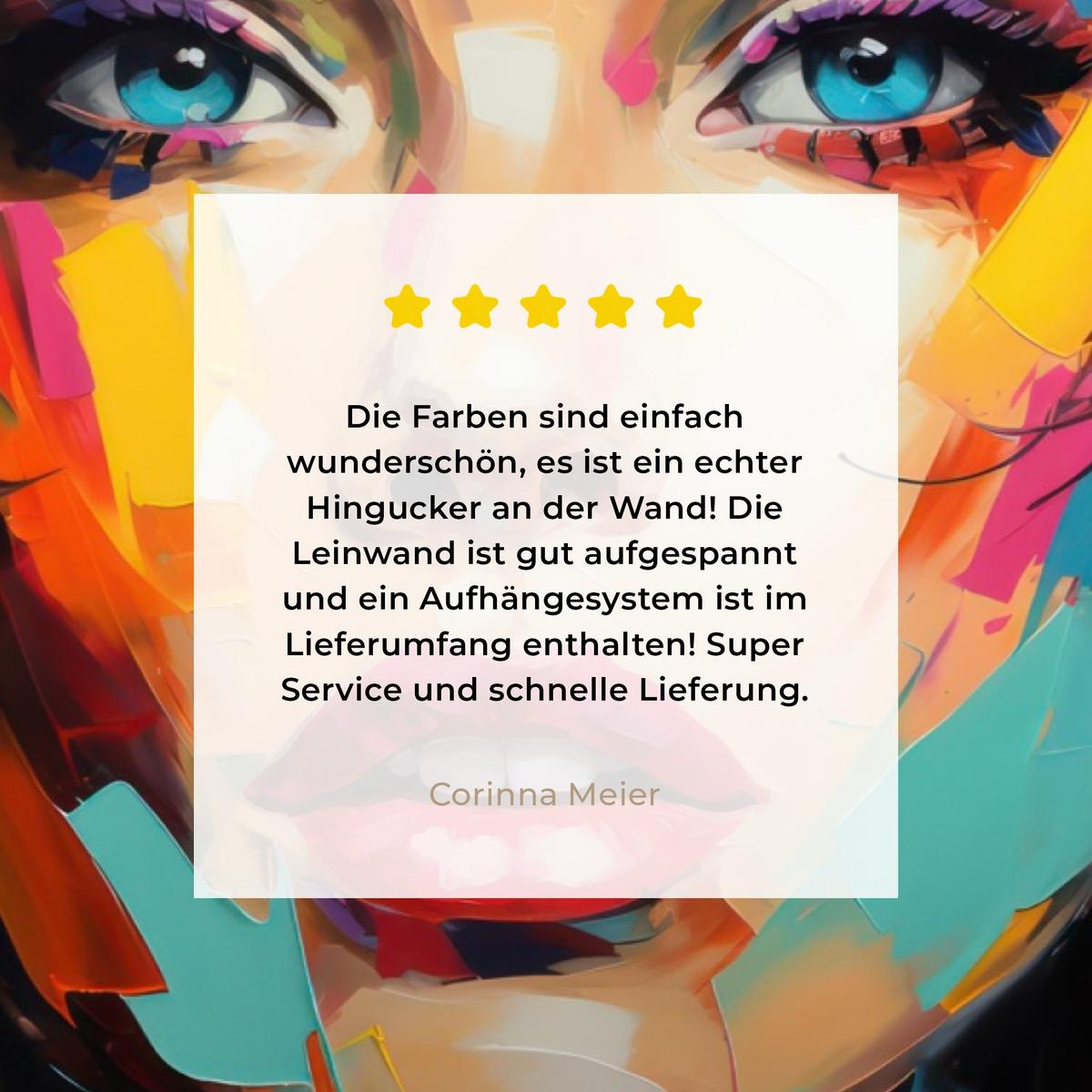 LEINWANDBILD Frau - Porträt - Farbenfroh - Kunst Wandbild 40x30 cm - Multicolor, Textil (40/30cm) - MuchoWow