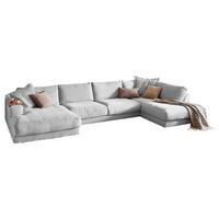 WOHNLANDSCHAFT MADELINE Hellgrau Cord - Hellgrau/Schwarz, Kunststoff/Textil (425/86/224cm) - KAWOLA